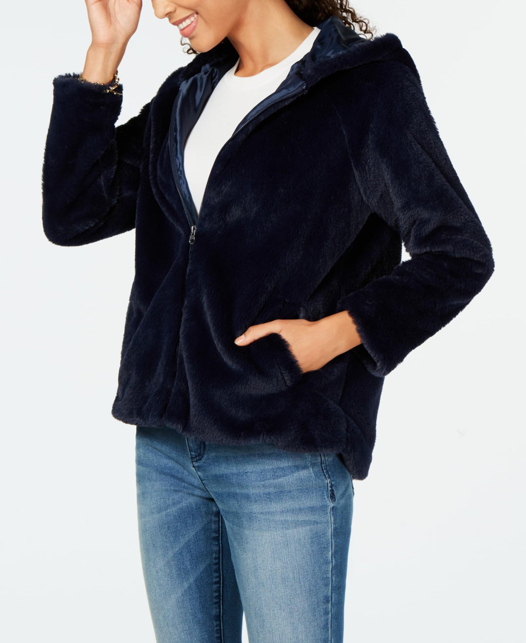 Style & Co Petite Faux Fur Hooded Jacket