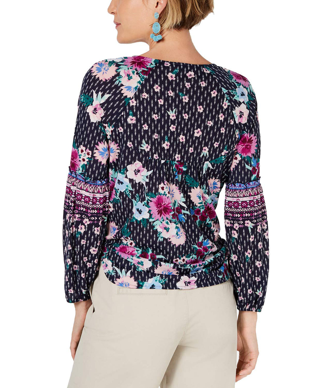 Printed Tie-Front Top