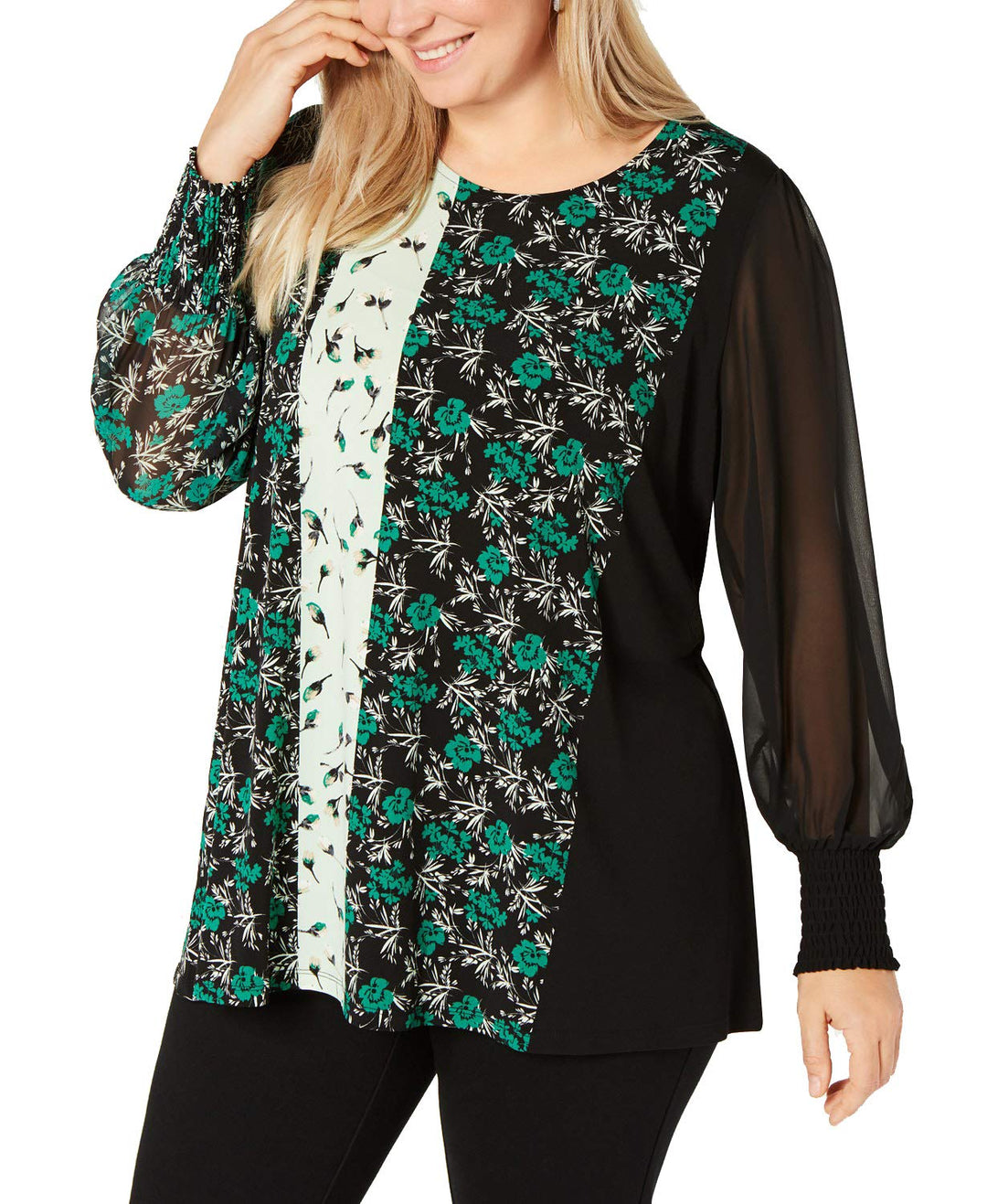 Plus Size Mixed-Print Tunic