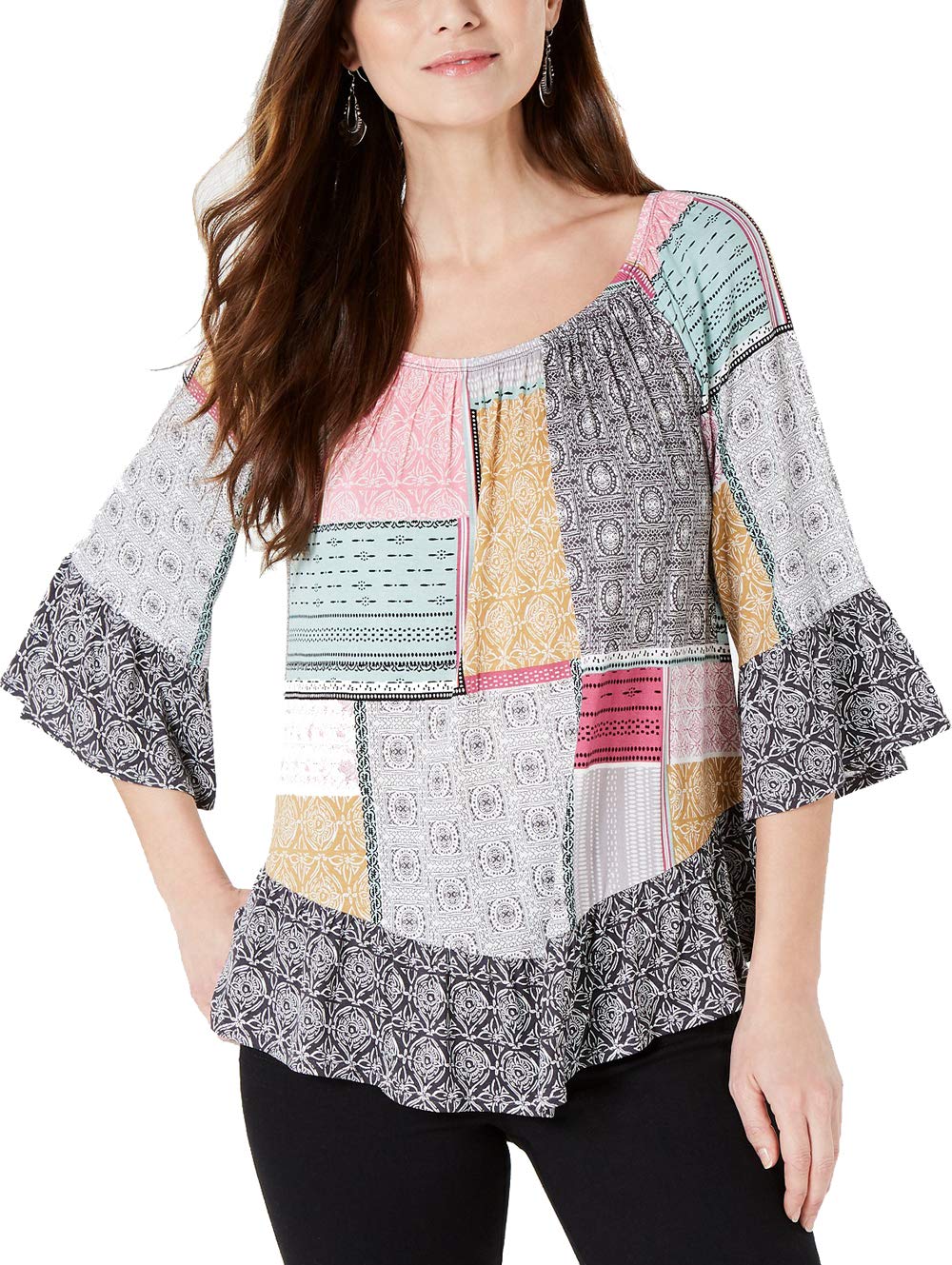 Petite Printed Off-The-Shoulder Top