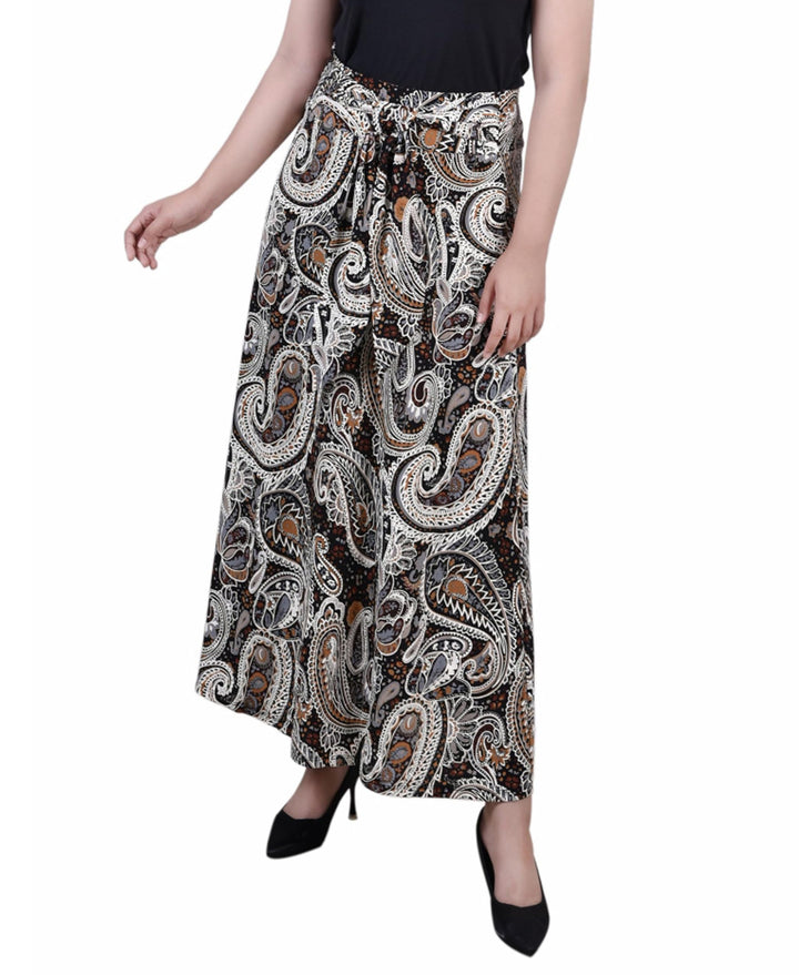 Petite Printed Maxi Skirt with Sash Waist Tie