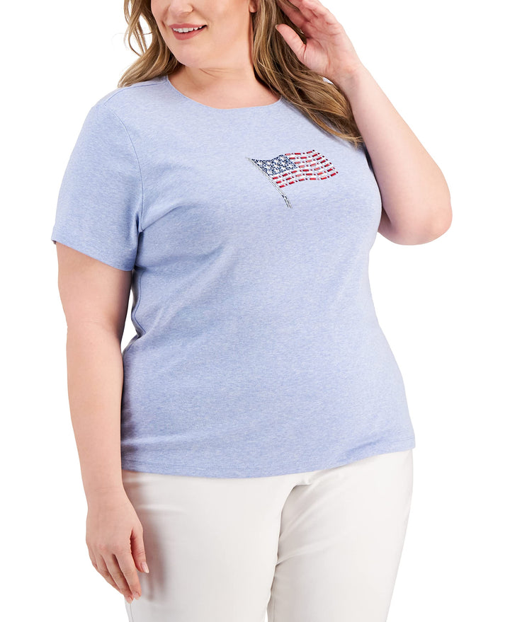 Plus Size Americana Print Top