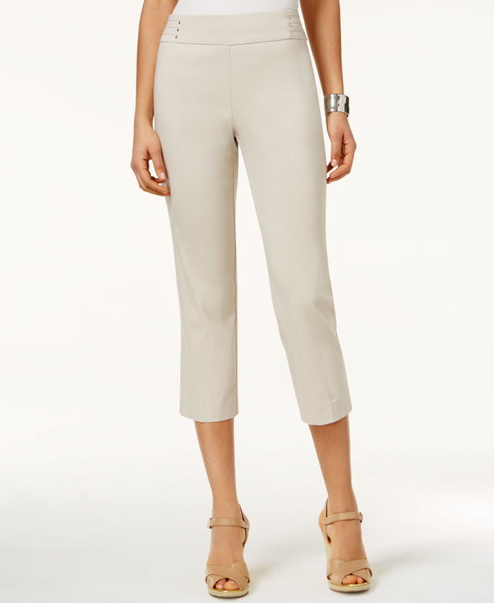 Petite Rivet-Detail Tummy Control Capri Pants