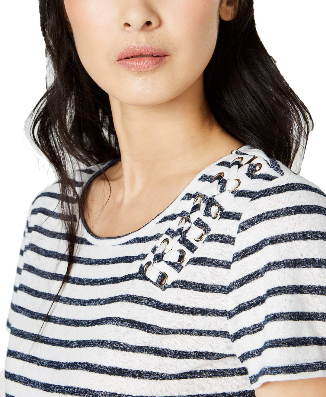 Lace Up Knit T-Shirt