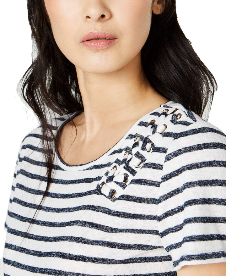 Lace Up Knit T-Shirt