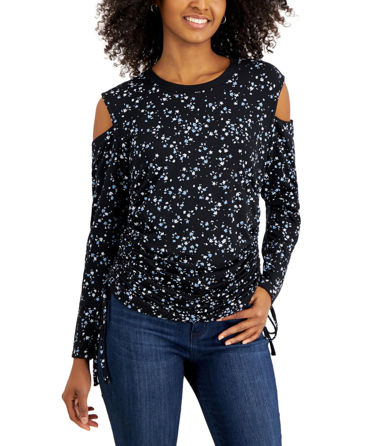 INC International Concepts Printed Cold Shoulder Sweater