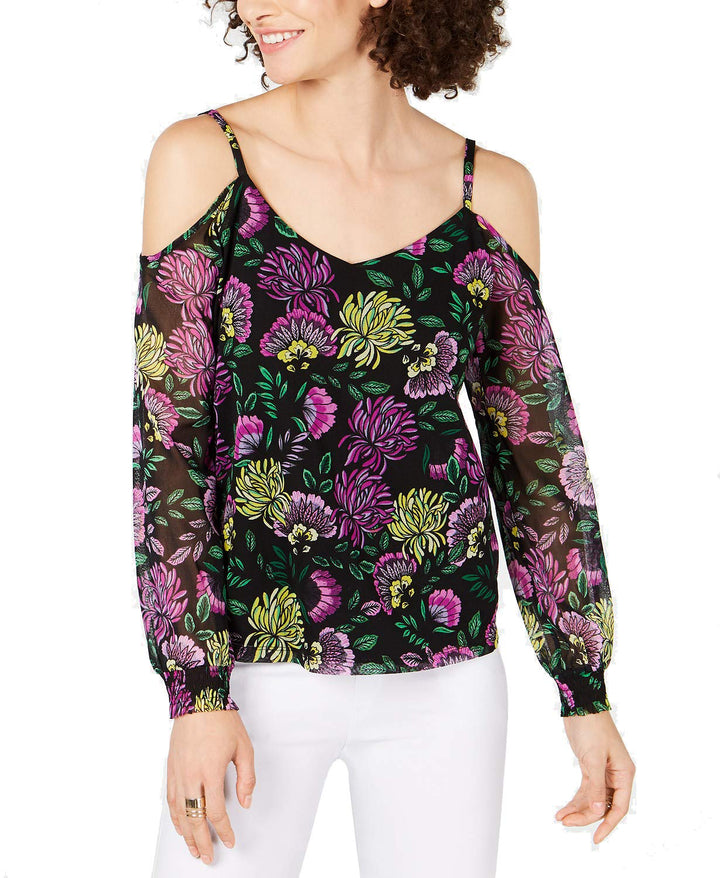 Petite Smocked Cold Shoulder Top