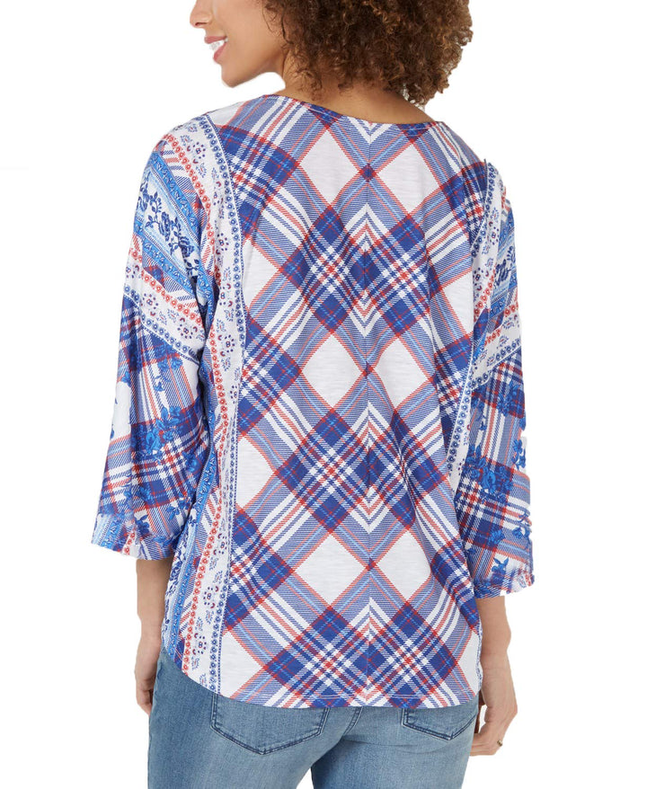 Printed Tie-Front Top