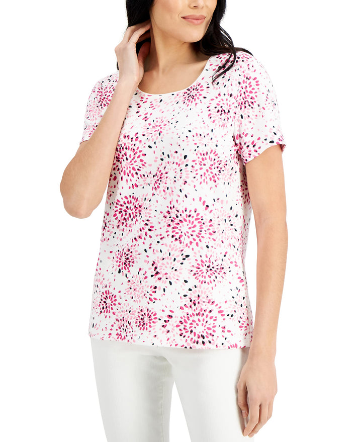 Karen Scott Petite Printed Scoop Neck T-Shirt