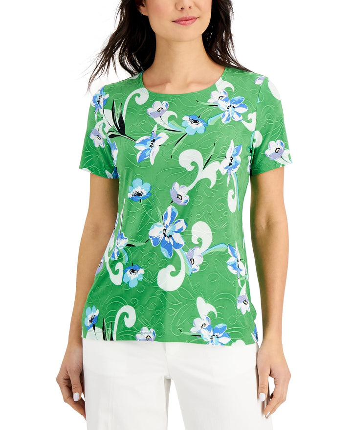 JM Collection Petite Printed Textured T-Shirt