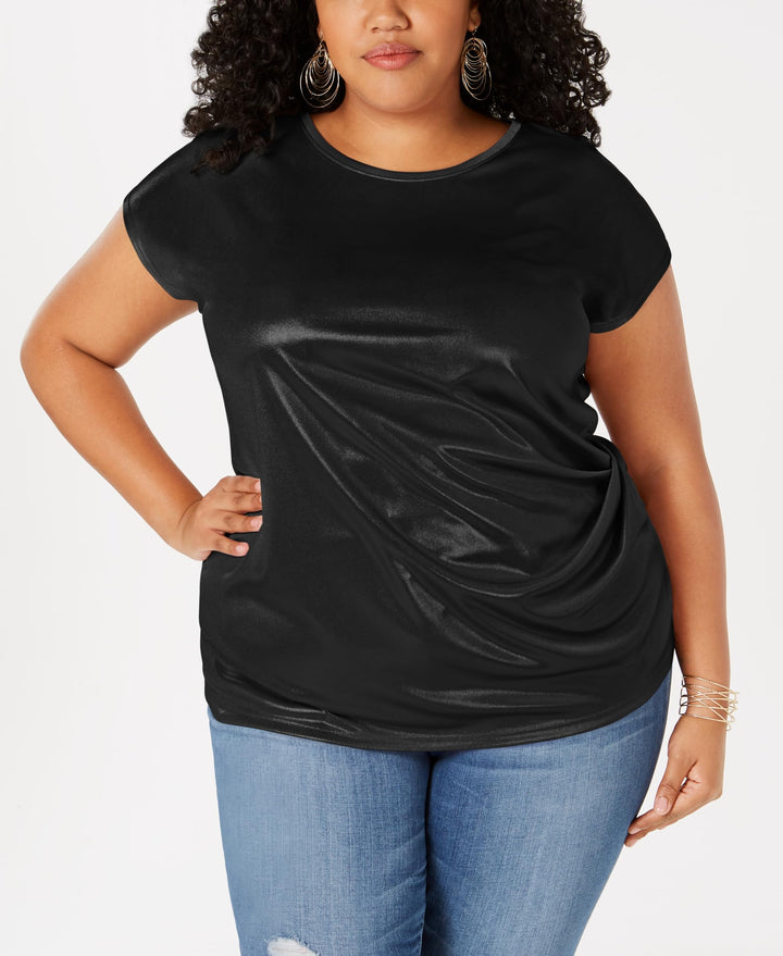 Plus Size Metallic Twisted T-Shirt