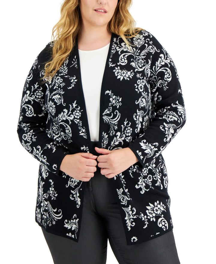 JM Collection Plus Size Open Front Cardigan