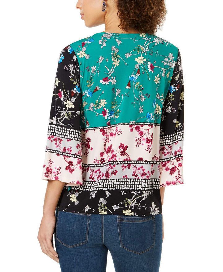 Colorblocked Bell-Sleeve Top