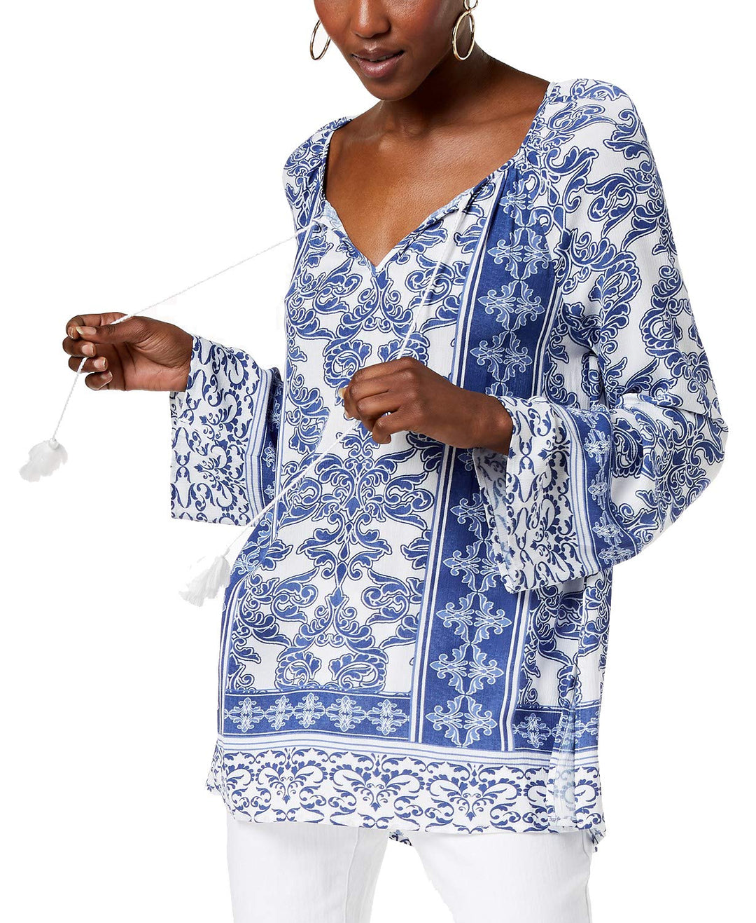 Printed Tie Neck Tunic