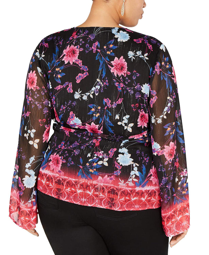 Plus Size Printed Wrap Top