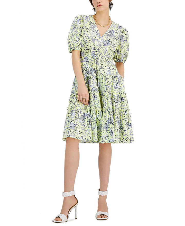 INC International Concepts Tiered Ruffle Trim Midi Dress