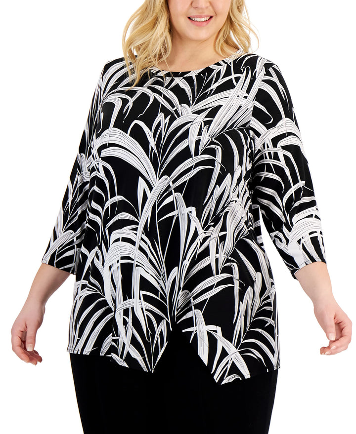 Alfani Plus Size Crossover Hem Tunic