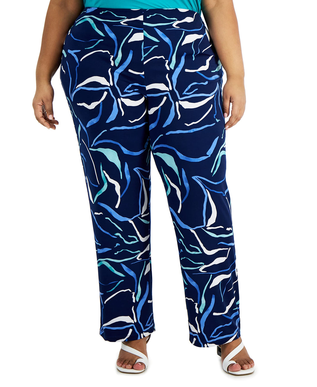 Alfani Plus Printed Straight Leg Pants