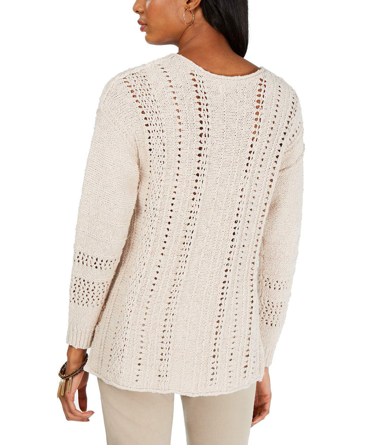 V-Neck Pointelle Sweater