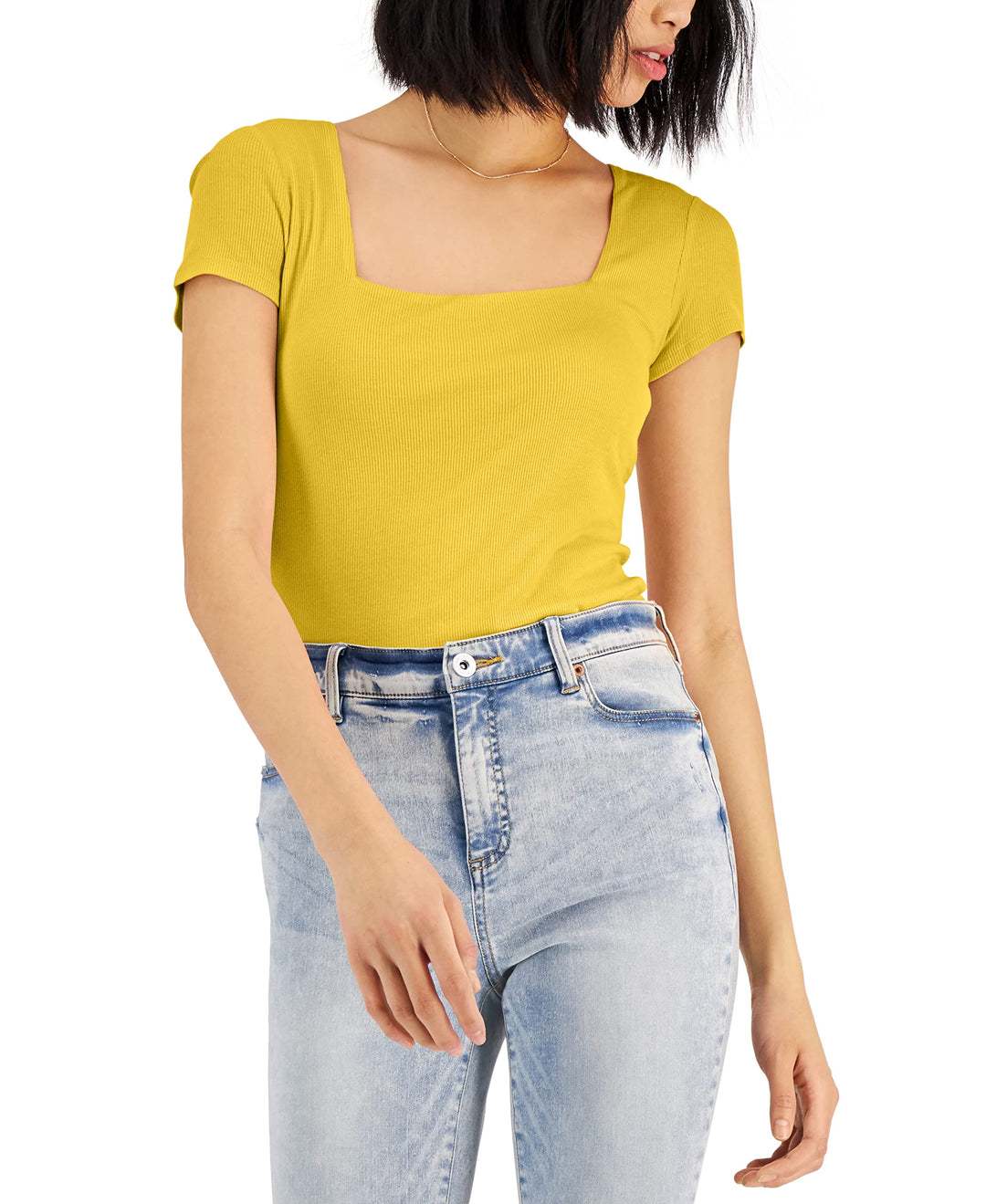 INC International Concepts Womens Ribbed Square Neck T-Shirt