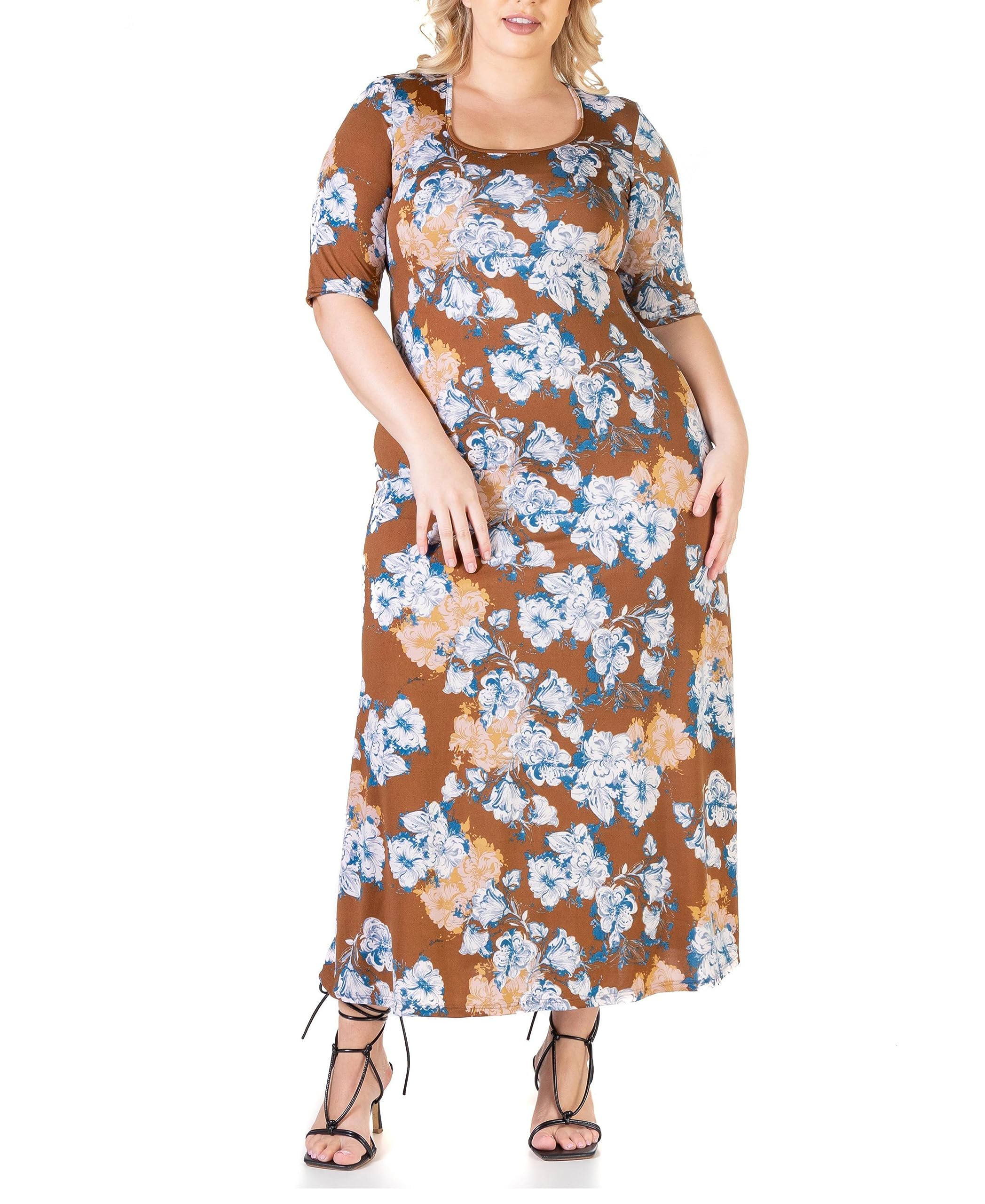 24seven Comfort Apparel Plus Size Loose Casual Maxi Dress