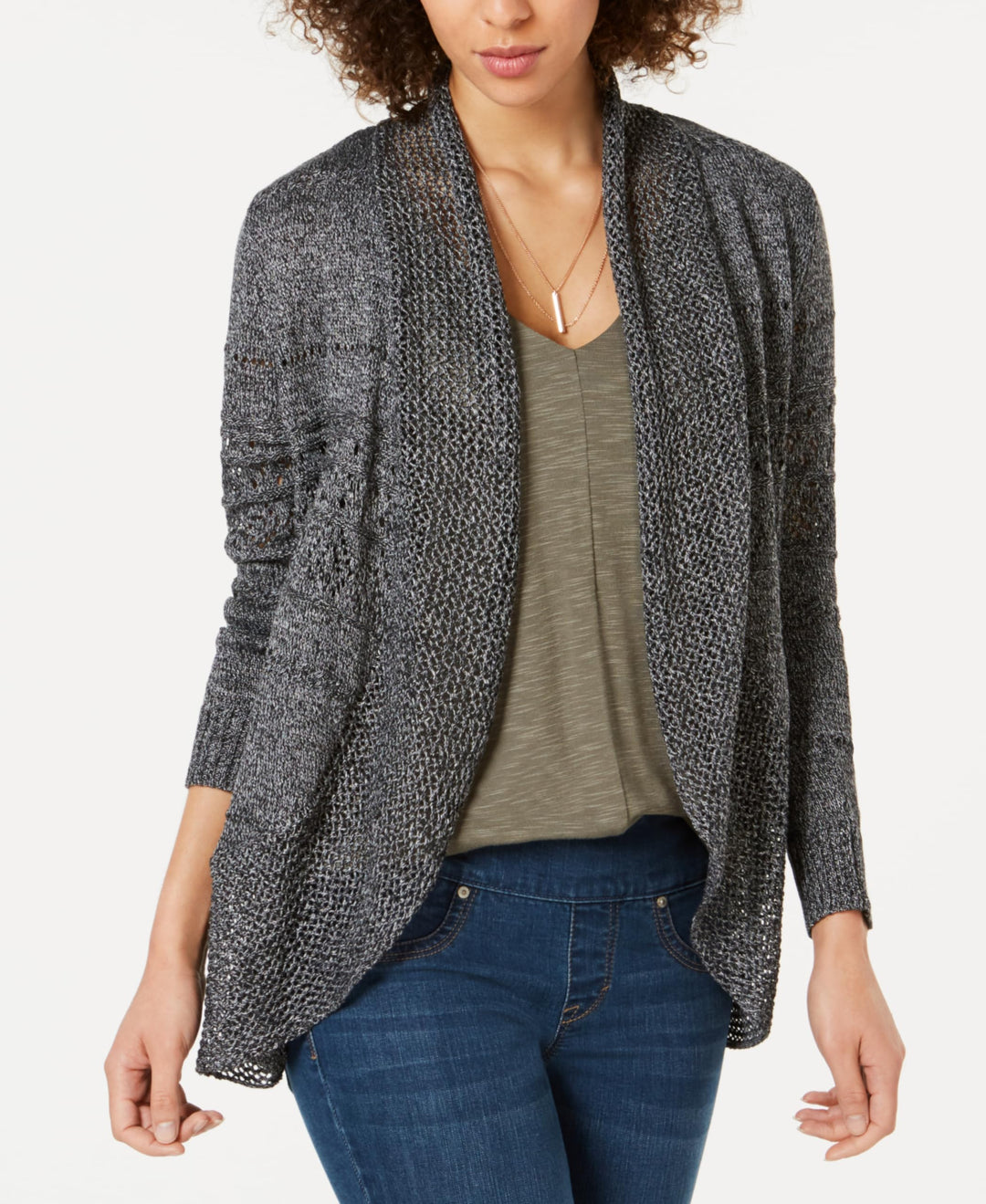 Style & Co Open Front Pointelle Cardigan
