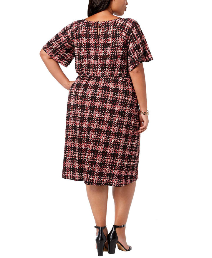 NY Collection Plus Size Printed Tie Front Shift Dress