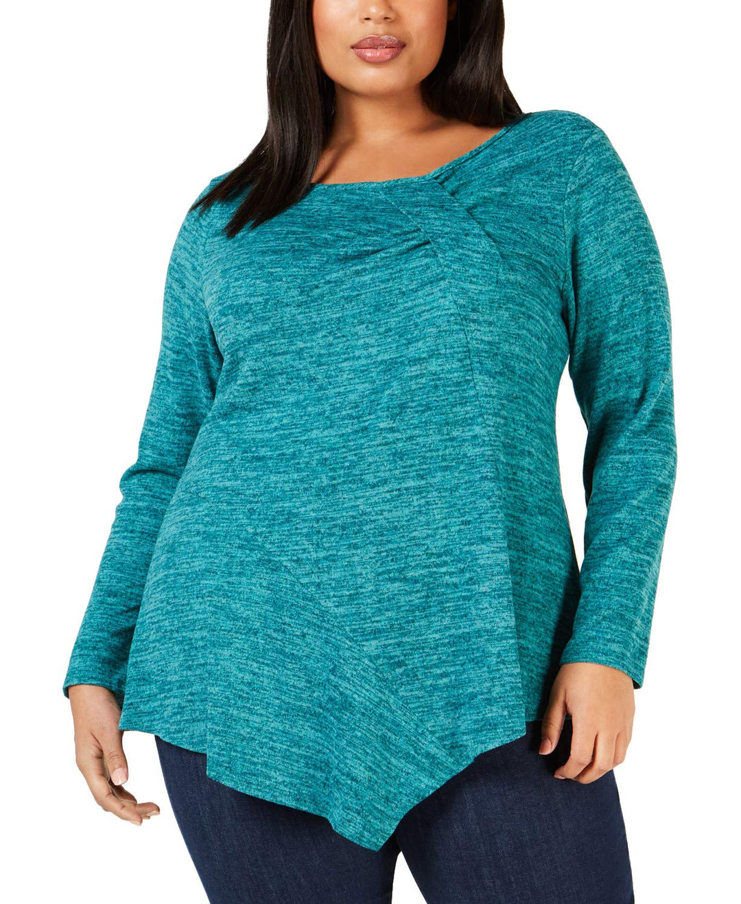NY Collection Plus Size Twist Front Asymmetrical Top