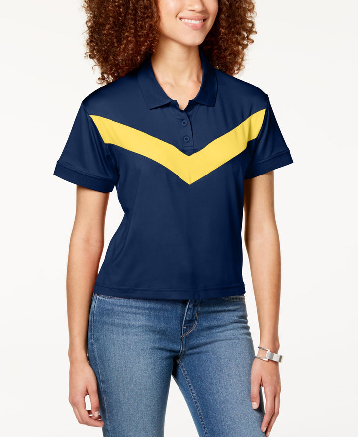 Almost Famous Juniors Cropped Chevron Stripe Polo