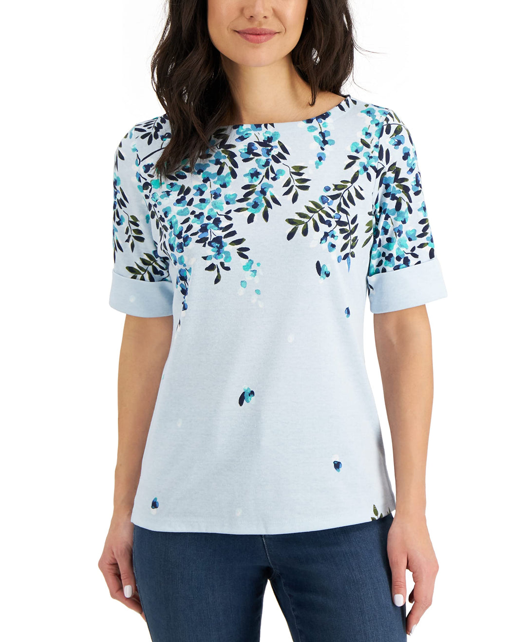 Karen Scott Petite Lilac Dream Boatneck Top