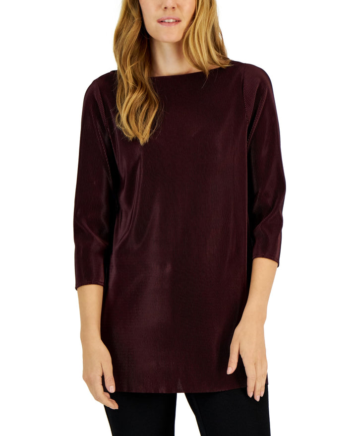 Alfani Womens Textured Pleated Split-Hem Tunic