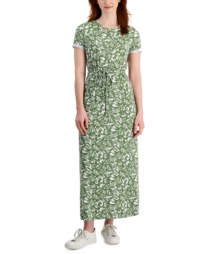 Women's Printed Cinch-Waist Maxi Dress USAFashion Women's Printed Cinch-Waist Maxi Dress USAFashion