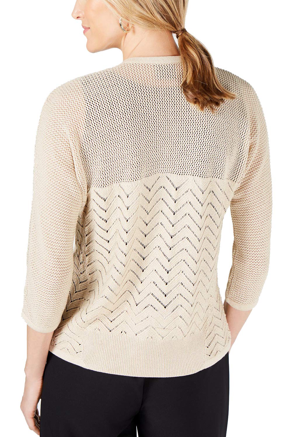 Petite Metallic Mixed-Stitch Cardigan Sweater