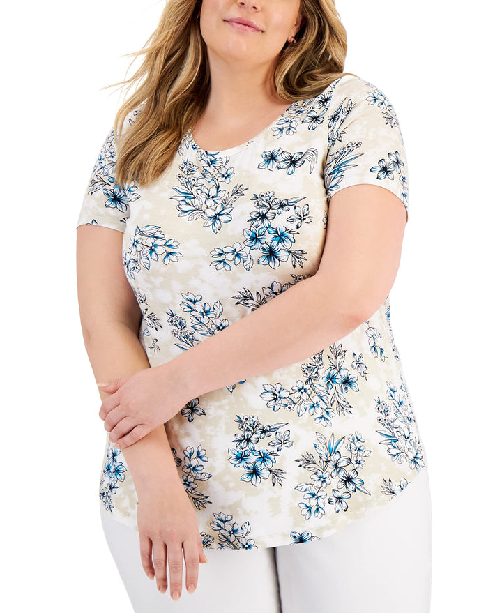 JM Collection Plus Size Printed Top