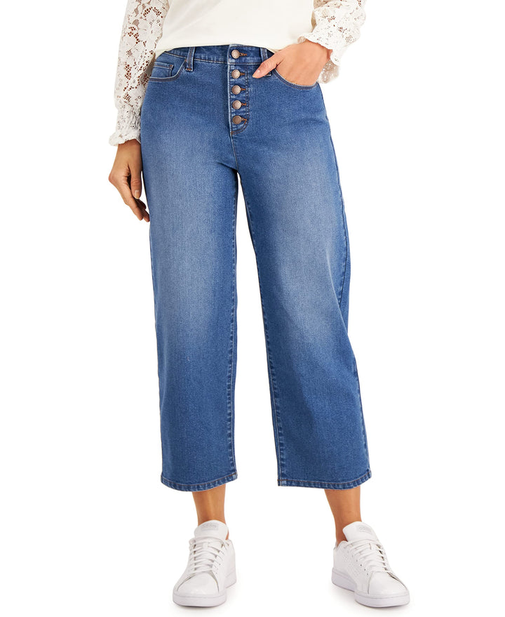 Charter Club Wide Leg Button Fly Jeans