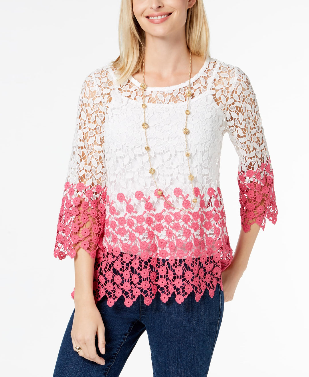 Charter Club Two Tone Lace Top