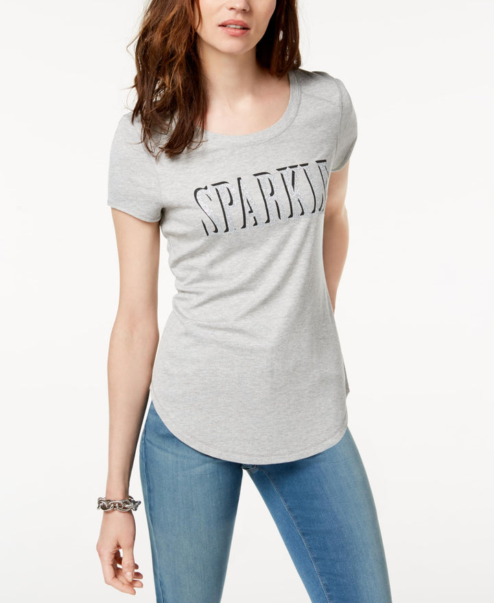 Ribbed Glitter Graphic T-Shirt