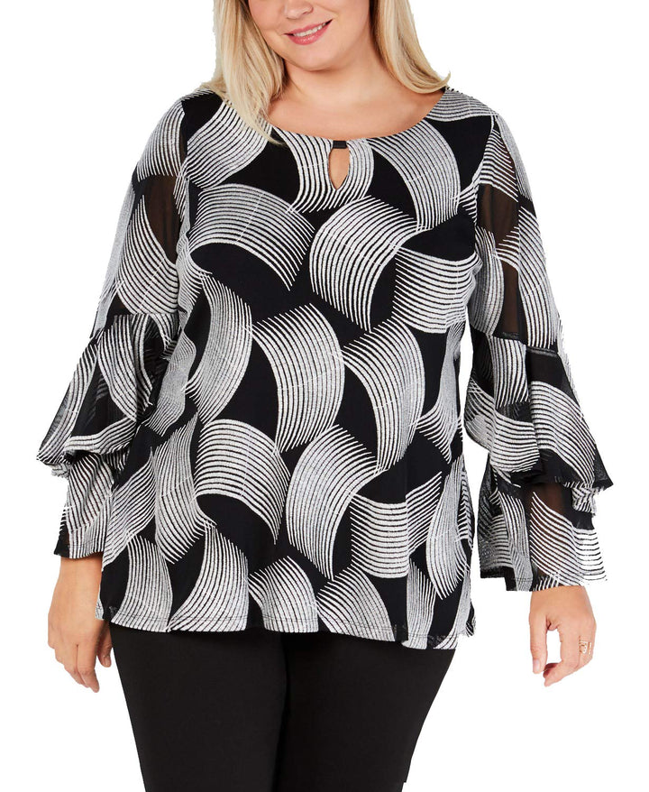 Alfani Plus Size Ruffled Sleeve Top