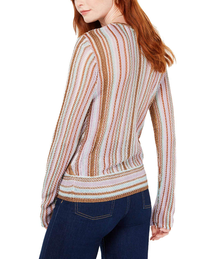 Metallic Surplice Pullover Sweater