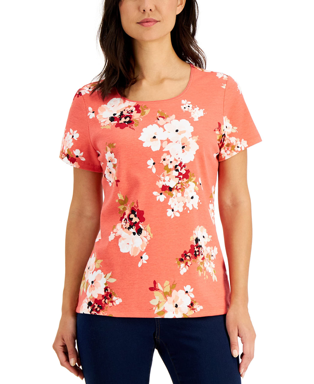 Karen Scott Petite Floral Print Top