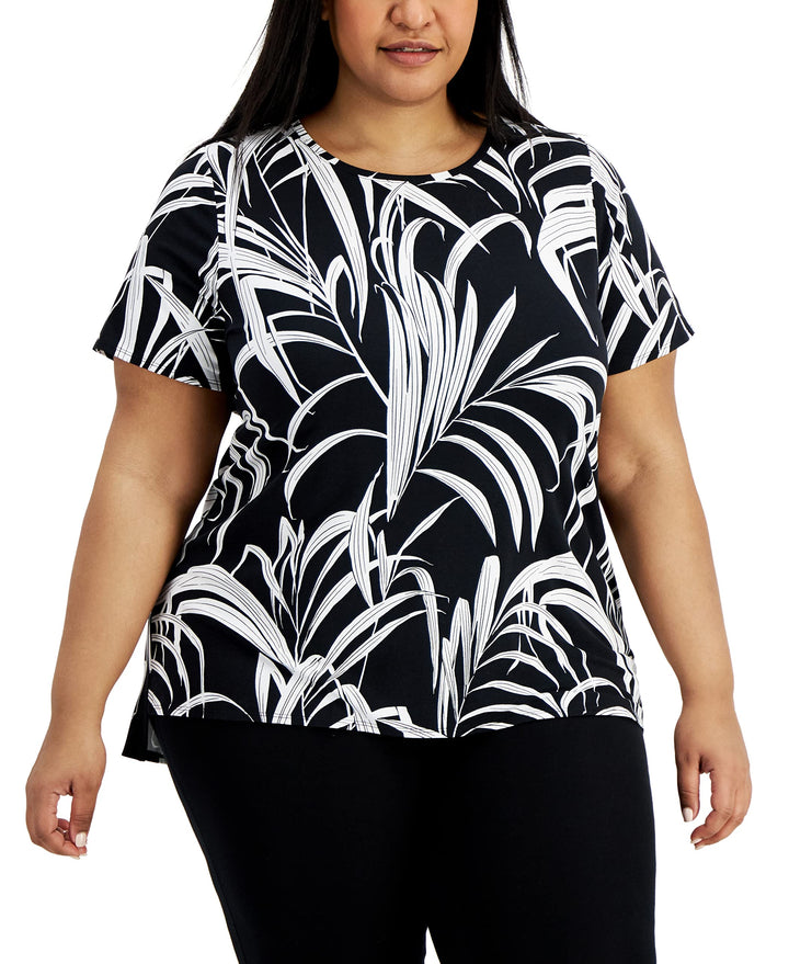 Alfani Plus Size Contrast Floral Top
