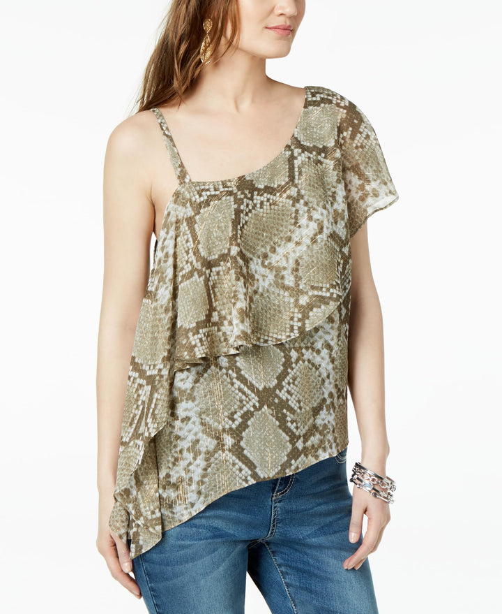 Snake Print One Shoulder Top