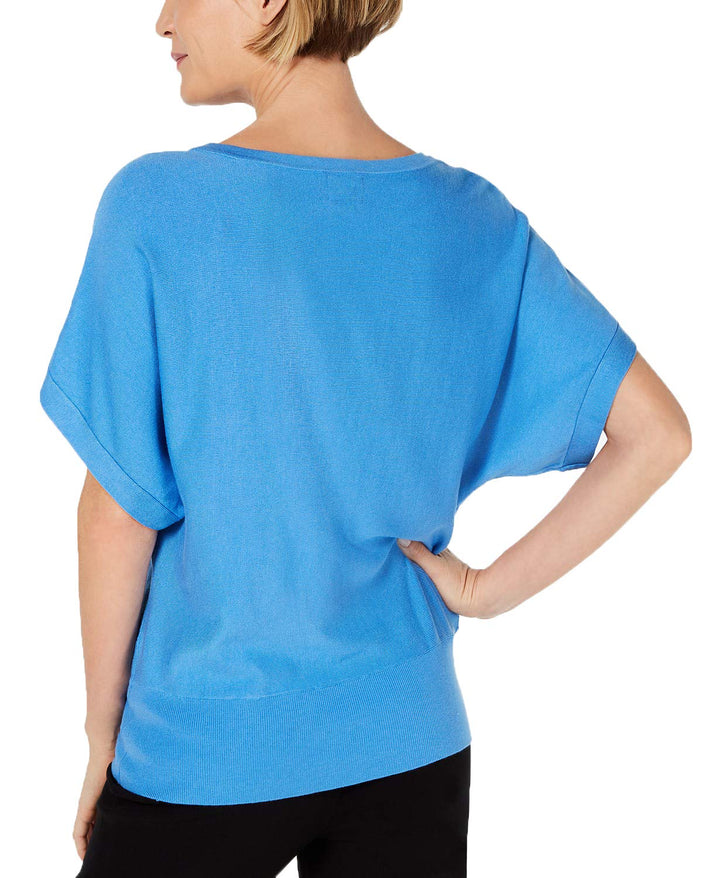 JM Collection Scoop Neck Dropped Sleeve Top
