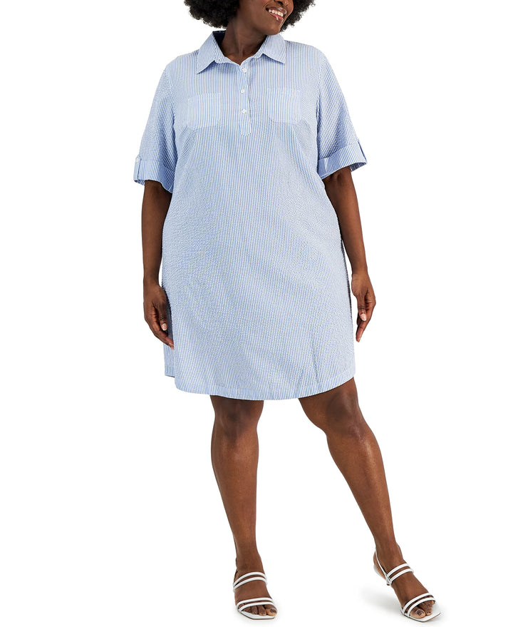 Karen Scott Plus Size Seersucker Dress