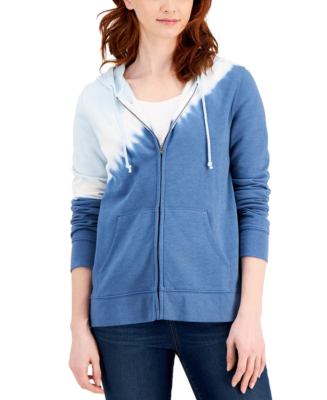 Style & Co Printed Zippered Hoodie