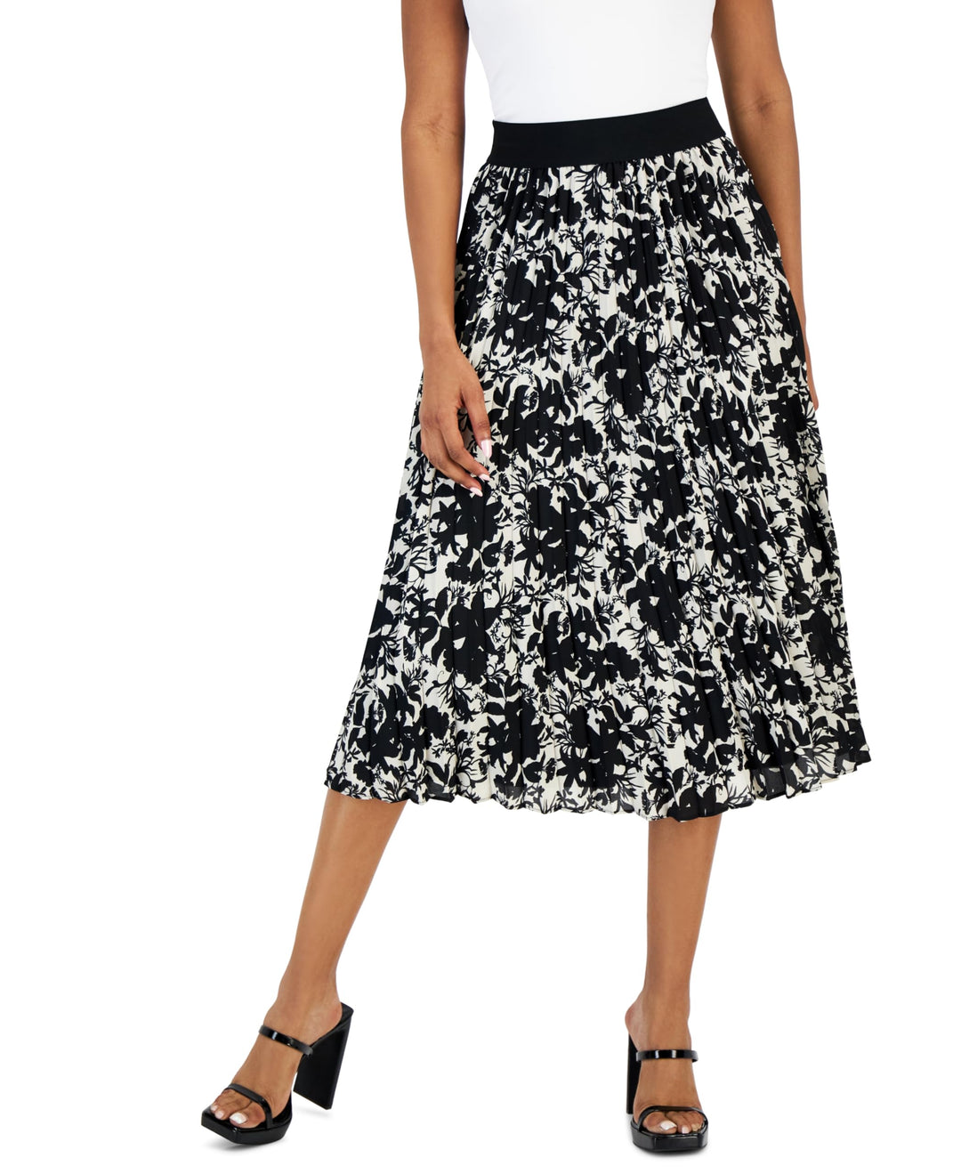 Women's Printed Pleated Midi Skirt
