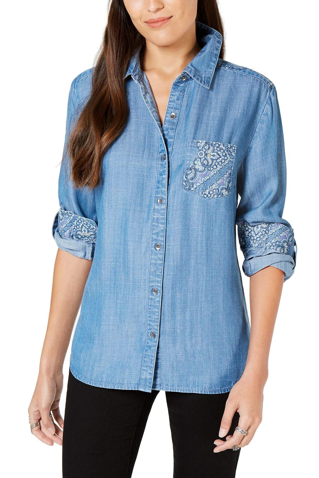 Style & Co Petite Denim Utility Shirt