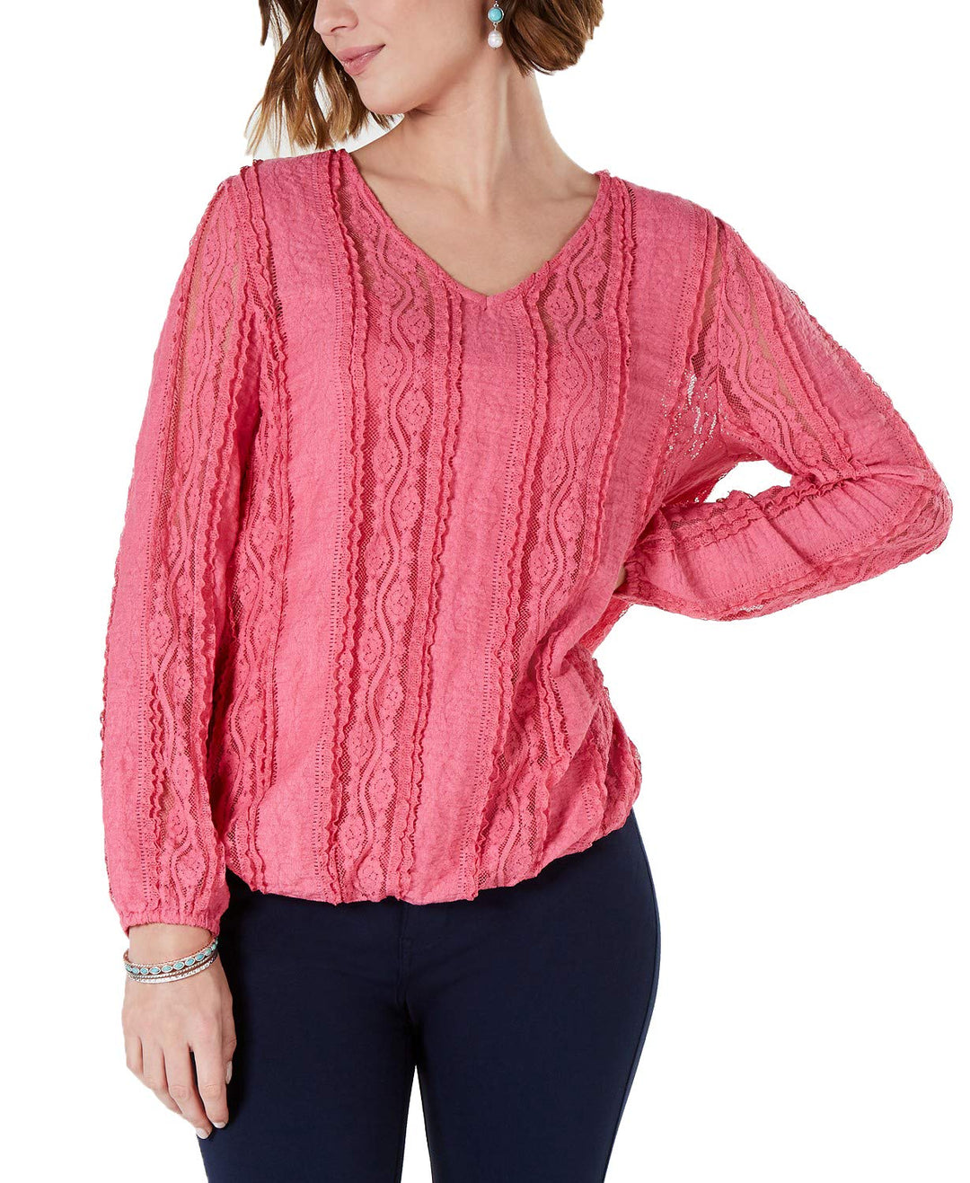 Style & Co Lace Overlay Blouse