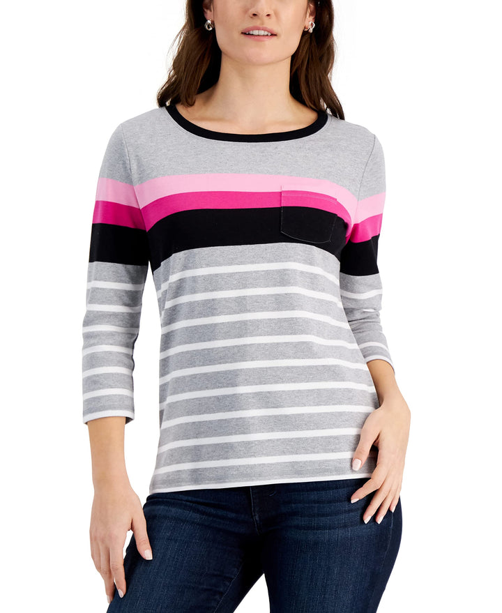 Karen Scott Rose Striped Top