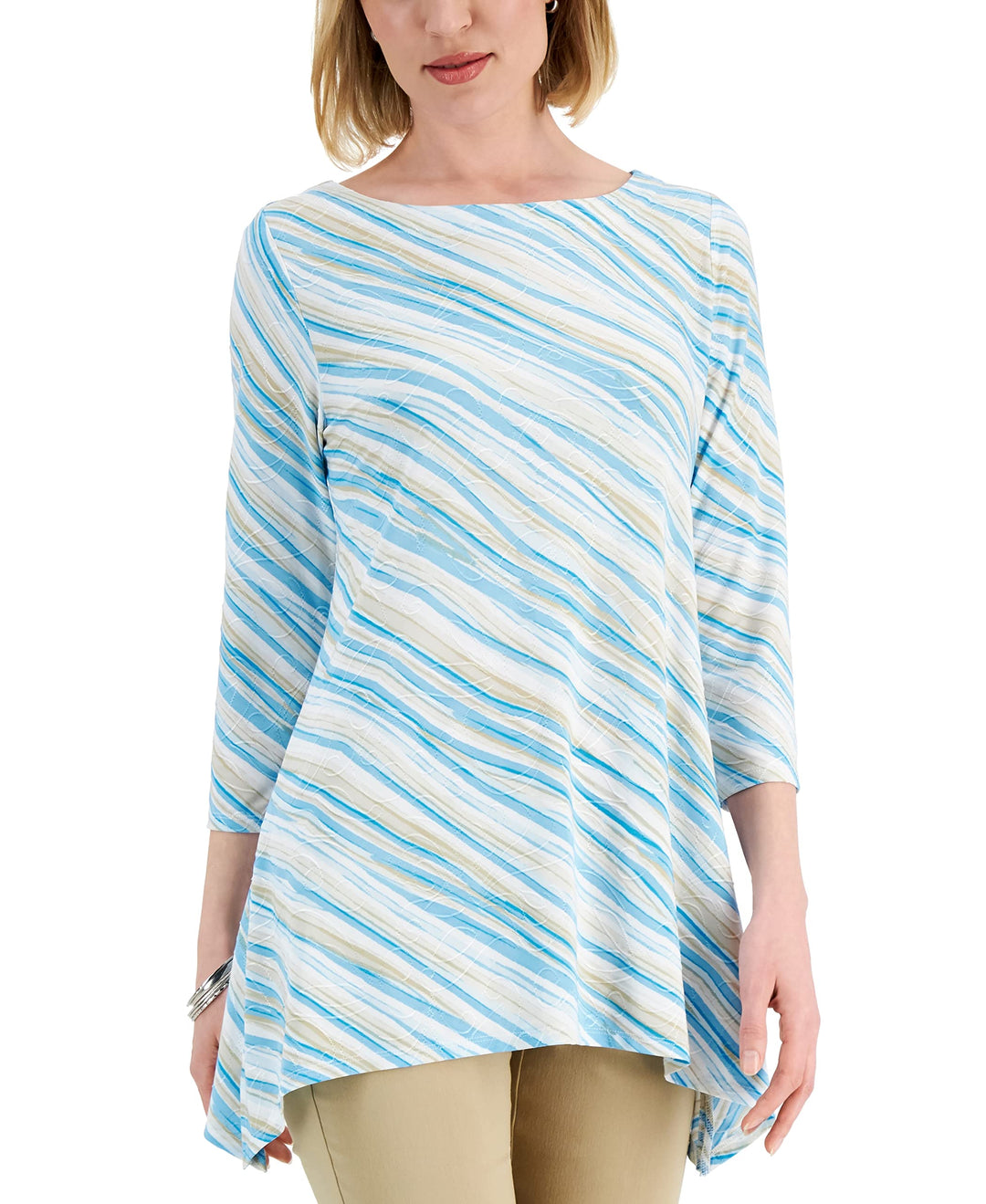 JM Collection Petite Printed Sharkbite Top